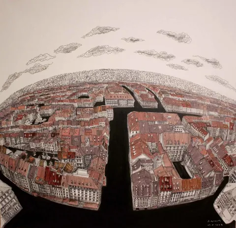 SÜMEYYE YUŞAN — 2017 Bu eser SÜMEYYE YUŞAN tarafından 2017 yılında 70x70 cm ölçülerinde Tuval üzeri karışık teknik tekniği ile yapılmıştır.