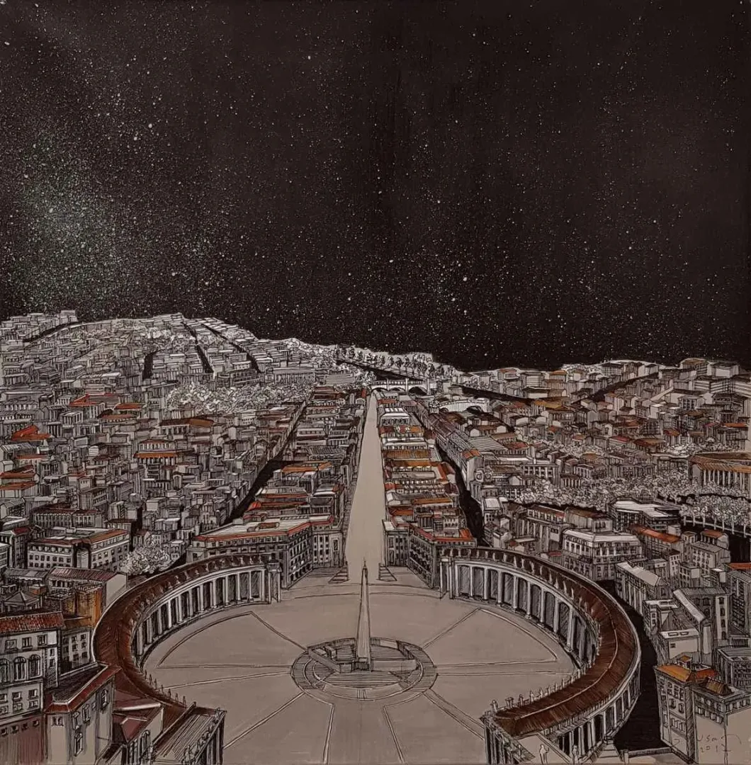 SÜMEYYE YUŞAN — 2017 Bu eser SÜMEYYE YUŞAN tarafından 2017 yılında 70x70 cm ölçülerinde Tuval üzeri karışık teknik tekniği ile yapılmıştır.