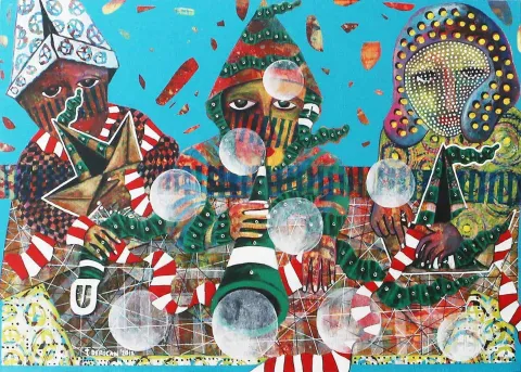 Bu eser TAMER DERİCAN tarafından 2018 yılında 50x70 cm ölçülerinde Tuval üzeri akrilik boya tekniği ile yapılmıştır.