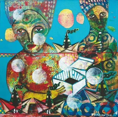 Bu eser TAMER DERİCAN tarafından 2016 yılında 30x30 cm ölçülerinde Tuval üzeri akrilik boya tekniği ile yapılmıştır.