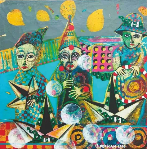 Bu eser TAMER DERİCAN tarafından 2016 yılında 30x30 cm ölçülerinde Tuval üzeri akrilik boya tekniği ile yapılmıştır.
