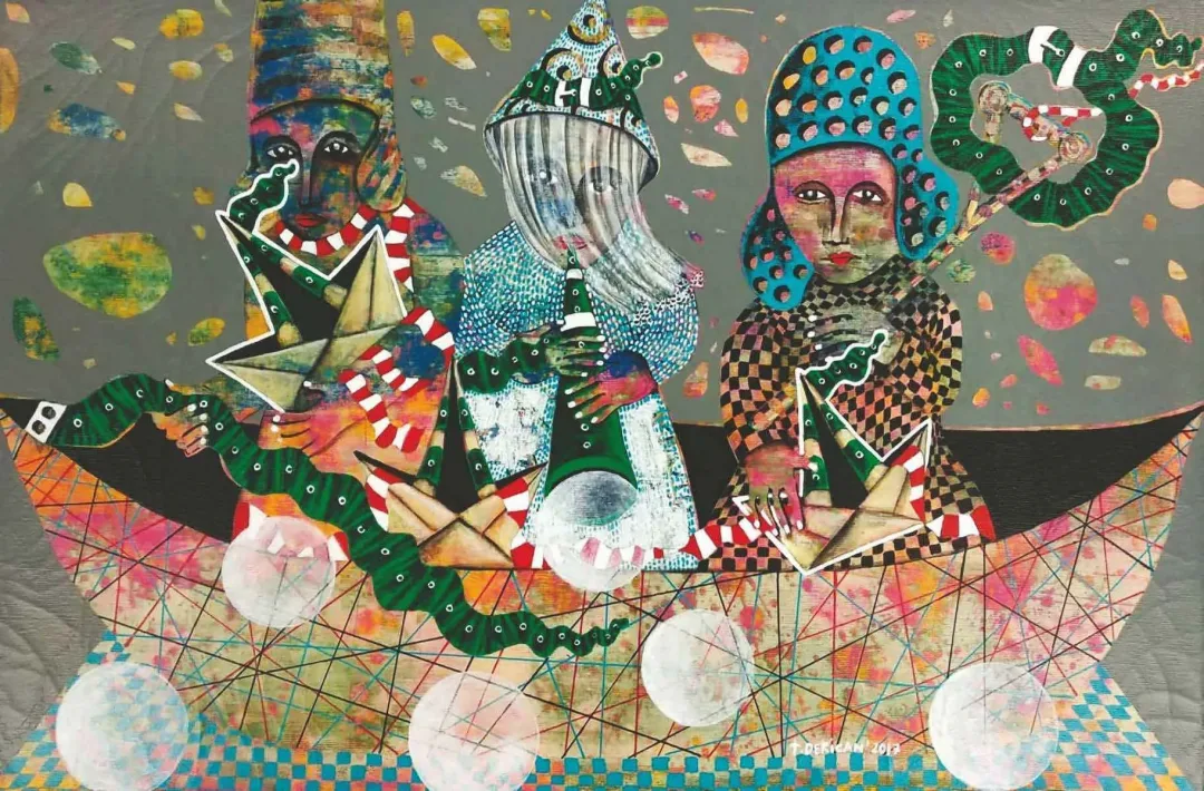 yakınlaştır "İsimsiz" eseri TAMER DERİCAN tarafından 2017 yılında 40x60 cm ölçülerinde Tuval üzeri akrilik boya tekniği ile yapılmıştır.