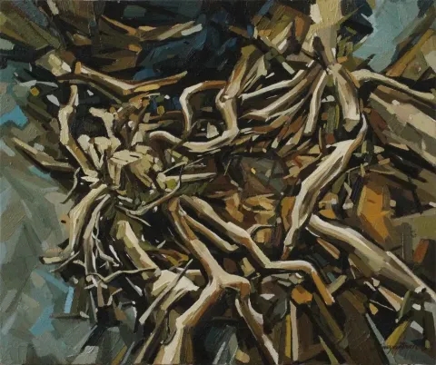 SÜMEYRA İLHAN — “Tedirgin”, 2018 "Tedirgin" eseri SÜMEYRA İLHAN tarafından 2018 yılında 50x60 cm ölçülerinde Tuval üzeri yağlı boya tekniği ile yapılmıştır.