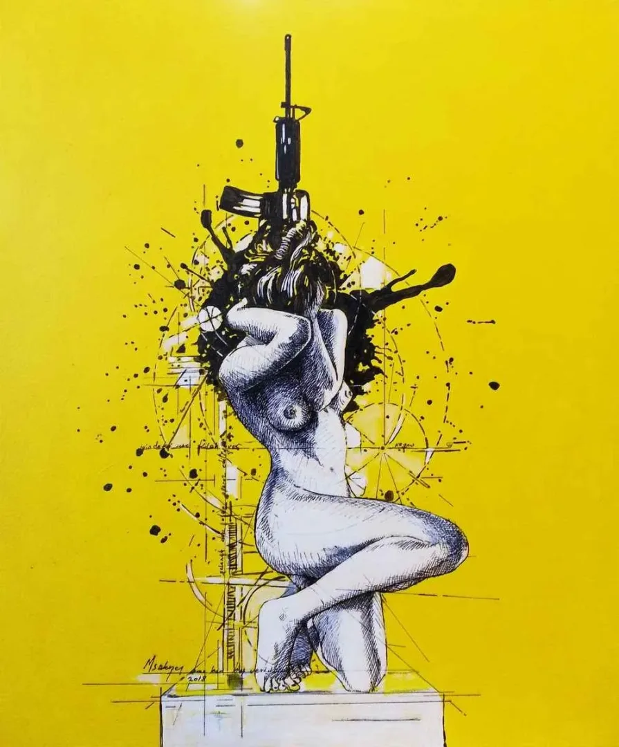 "Direnç" eseri MEHMET SAKIZCI tarafından 2018 yılında 60x50 cm ölçülerinde Tuval üzeri akrilik boya tekniği ile yapılmıştır.