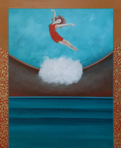 "Bulut ve Dansçı" eseri NECMETTİN ÖZLÜ tarafından 2018 yılında 60.5x49.5 cm ölçülerinde Tuval üzeri akrilik boya tekniği ile yapılmıştır.