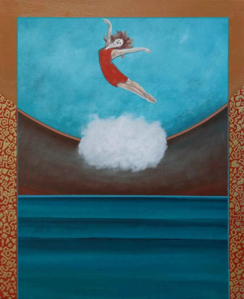 "Bulut ve Dansçı" eseri NECMETTİN ÖZLÜ tarafından 2018 yılında 60.5x49.5 cm ölçülerinde Tuval üzeri akrilik boya tekniği ile yapılmıştır.