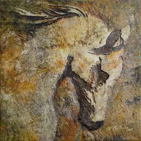 "At Portresi" eseri HASAN ÇAĞLAYAN tarafından 2018 yılında 25x25 cm ölçülerinde Tuval üzeri karışık teknik tekniği ile yapılmıştır.