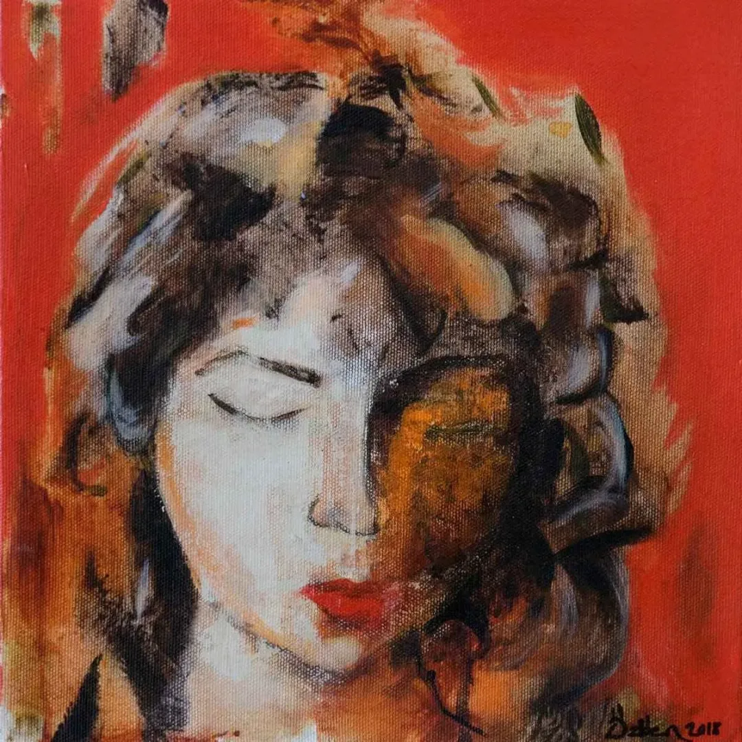 ÖZDEN GEZER — 2018 Bu eser ÖZDEN GEZER tarafından 2018 yılında 25x25 cm ölçülerinde Tuval üzeri akrilik boya tekniği ile yapılmıştır.