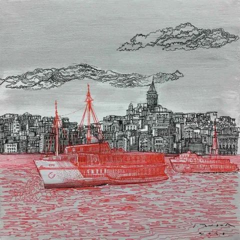 "istanbul" eseri SÜMEYYE YUŞAN tarafından 2018 yılında 25x25 cm ölçülerinde Tuval üzeri akrilik boya tekniği ile yapılmıştır.