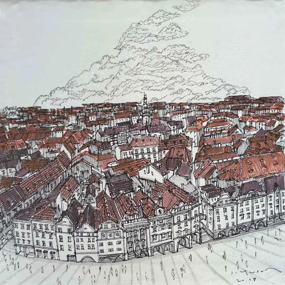 yakınlaştır "Prague" eseri SÜMEYYE YUŞAN tarafından 2018 yılında 25x25 cm ölçülerinde Tuval üzeri akrilik boya tekniği ile yapılmıştır.