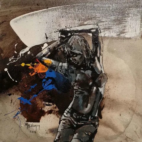 Bu eser MEHMET SAKIZCI tarafından 2018 yılında 25x25 cm ölçülerinde Tuval üzeri akrilik boya tekniği ile yapılmıştır.