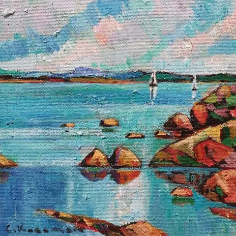 Bu eser CEVDET KOCAMAN tarafından 2018 yılında 25x25 cm ölçülerinde Tuval üzeri yağlı boya tekniği ile yapılmıştır.