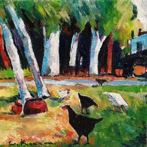 Bu eser CEVDET KOCAMAN tarafından 2018 yılında 25x25 cm ölçülerinde Tuval üzeri yağlı boya tekniği ile yapılmıştır.
