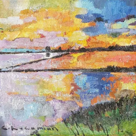 Bu eser CEVDET KOCAMAN tarafından 2018 yılında 25x25 cm ölçülerinde Tuval üzeri yağlı boya tekniği ile yapılmıştır.