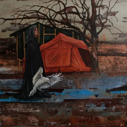 Bu eser MAHMUT ÖZDEMİR tarafından 2018 yılında 25x25 cm ölçülerinde Tuval üzeri akrilik boya tekniği ile yapılmıştır.