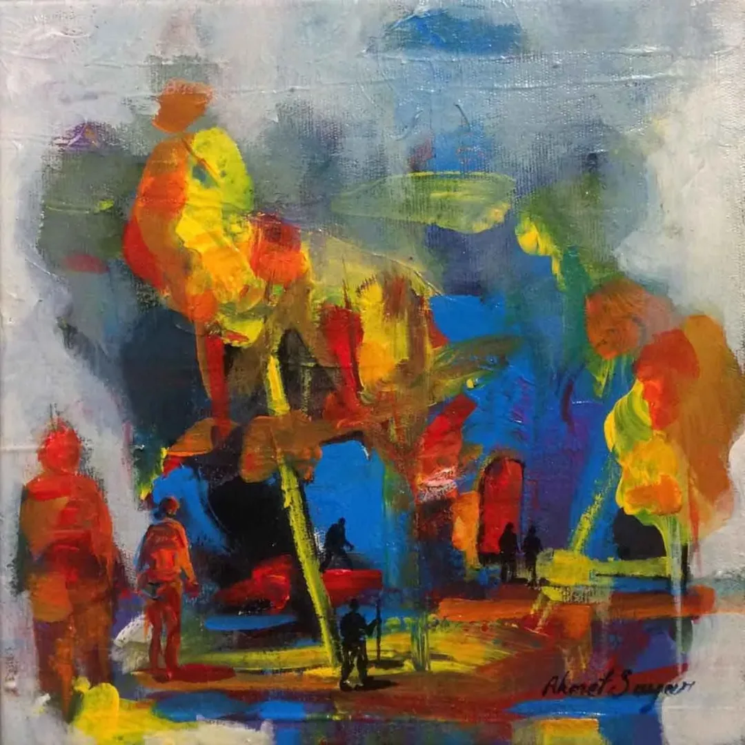 AHMET SAYAR — 2018 Bu eser AHMET SAYAR tarafından 2018 yılında 25x25 cm ölçülerinde Tuval üzeri akrilik boya tekniği ile yapılmıştır.
