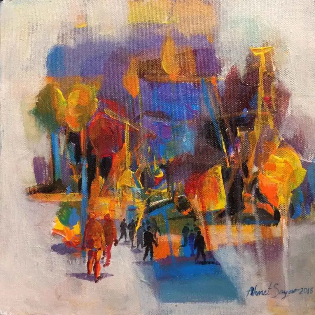 AHMET SAYAR — 2018 Bu eser AHMET SAYAR tarafından 2018 yılında 25x25 cm ölçülerinde Tuval üzeri akrilik boya tekniği ile yapılmıştır.
