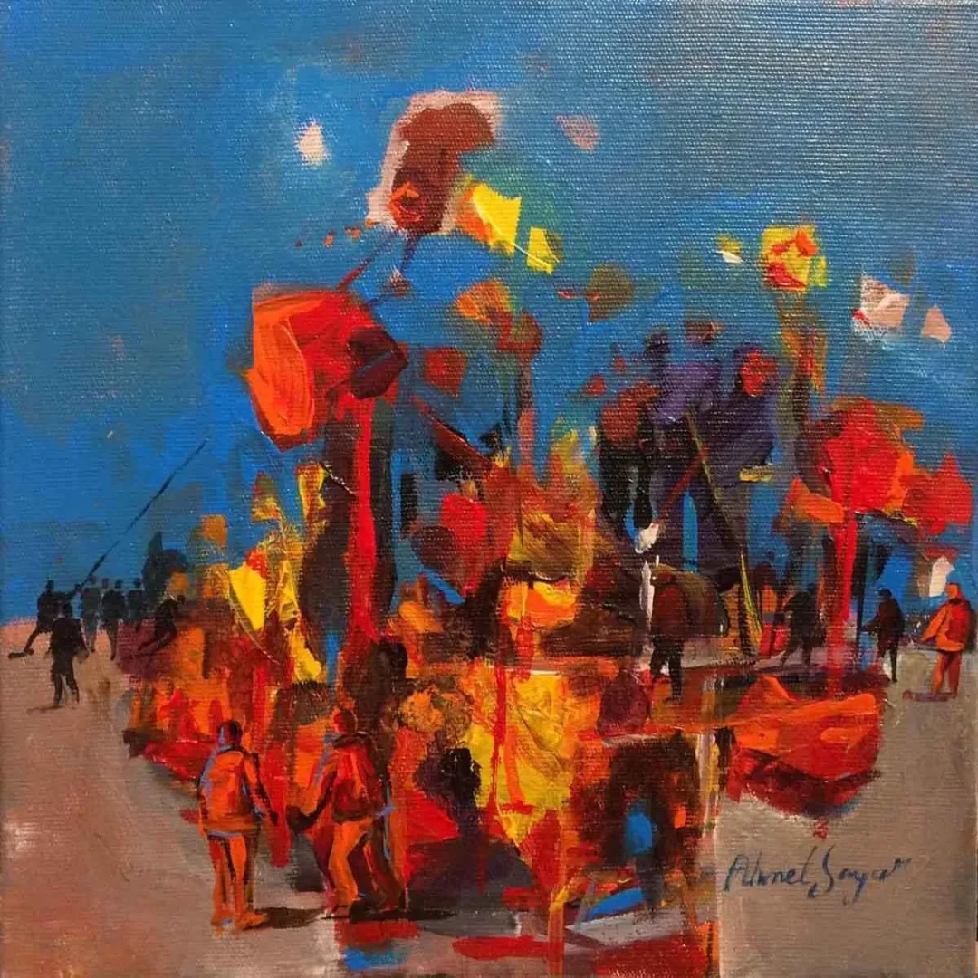 AHMET SAYAR — 2018 Bu eser AHMET SAYAR tarafından 2018 yılında 25x25 cm ölçülerinde Tuval üzeri akrilik boya tekniği ile yapılmıştır.
