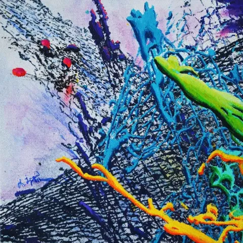 ALİ İRGİN — “Esaret Ağları - Fosil Serisi”, 2018 "Esaret Ağları - Fosil Serisi" eseri ALİ İRGİN tarafından 2018 yılında 25x25 cm ölçülerinde Tuval üzeri akrilik boya tekniği ile yapılmıştır.