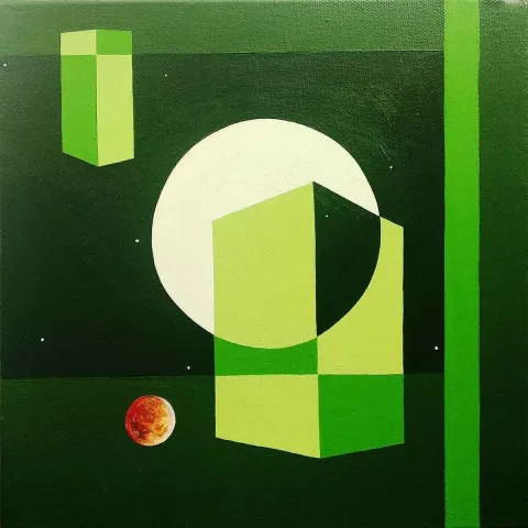 BELGİN ŞEN — “heterotopic moon”, 2018 "heterotopic moon" eseri BELGİN ŞEN tarafından 2018 yılında 25x25 cm ölçülerinde Tuval üzeri yağlı boya tekniği ile yapılmıştır.