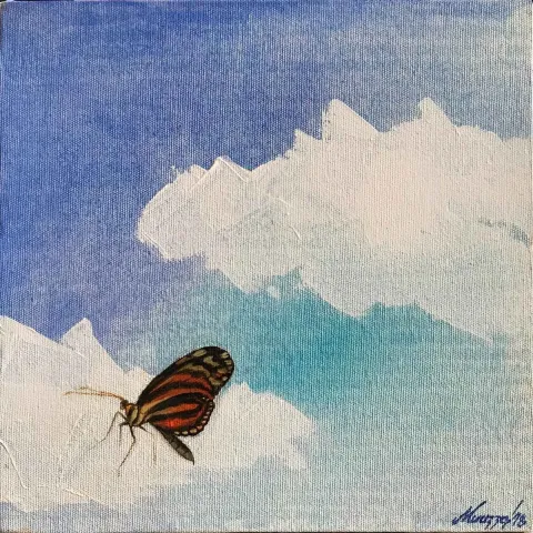 Bu eser BENGİSU MUAZZEZ KURTULUŞ tarafından 2018 yılında 25x25 cm ölçülerinde Tuval üzeri akrilik boya tekniği ile yapılmıştır.