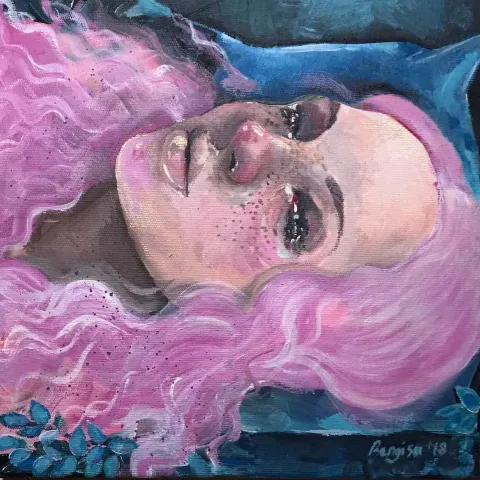 BENGİSU SUĞÜR — 2018 Bu eser BENGİSU SUĞÜR tarafından 2018 yılında 25x25 cm ölçülerinde Tuval üzeri akrilik boya tekniği ile yapılmıştır.