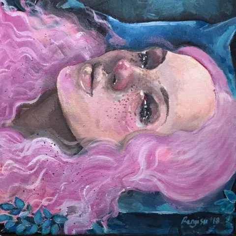 BENGİSU SUĞÜR — 2018 Bu eser BENGİSU SUĞÜR tarafından 2018 yılında 25x25 cm ölçülerinde Tuval üzeri akrilik boya tekniği ile yapılmıştır.