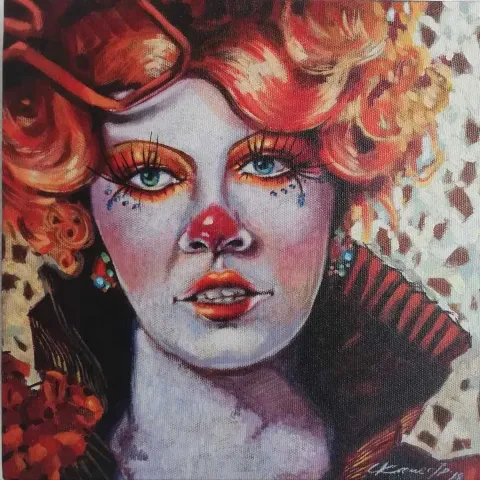 CENGİZHAN KONURALP — “Pokerface”, 2018 "Pokerface" eseri CENGİZHAN KONURALP tarafından 2018 yılında 25x25 cm ölçülerinde Tuval üzeri akrilik boya tekniği ile yapılmıştır.