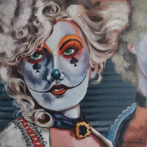 CENGİZHAN KONURALP — “Pokerface”, 2018 "Pokerface" eseri CENGİZHAN KONURALP tarafından 2018 yılında 25x25 cm ölçülerinde Tuval üzeri akrilik boya tekniği ile yapılmıştır.