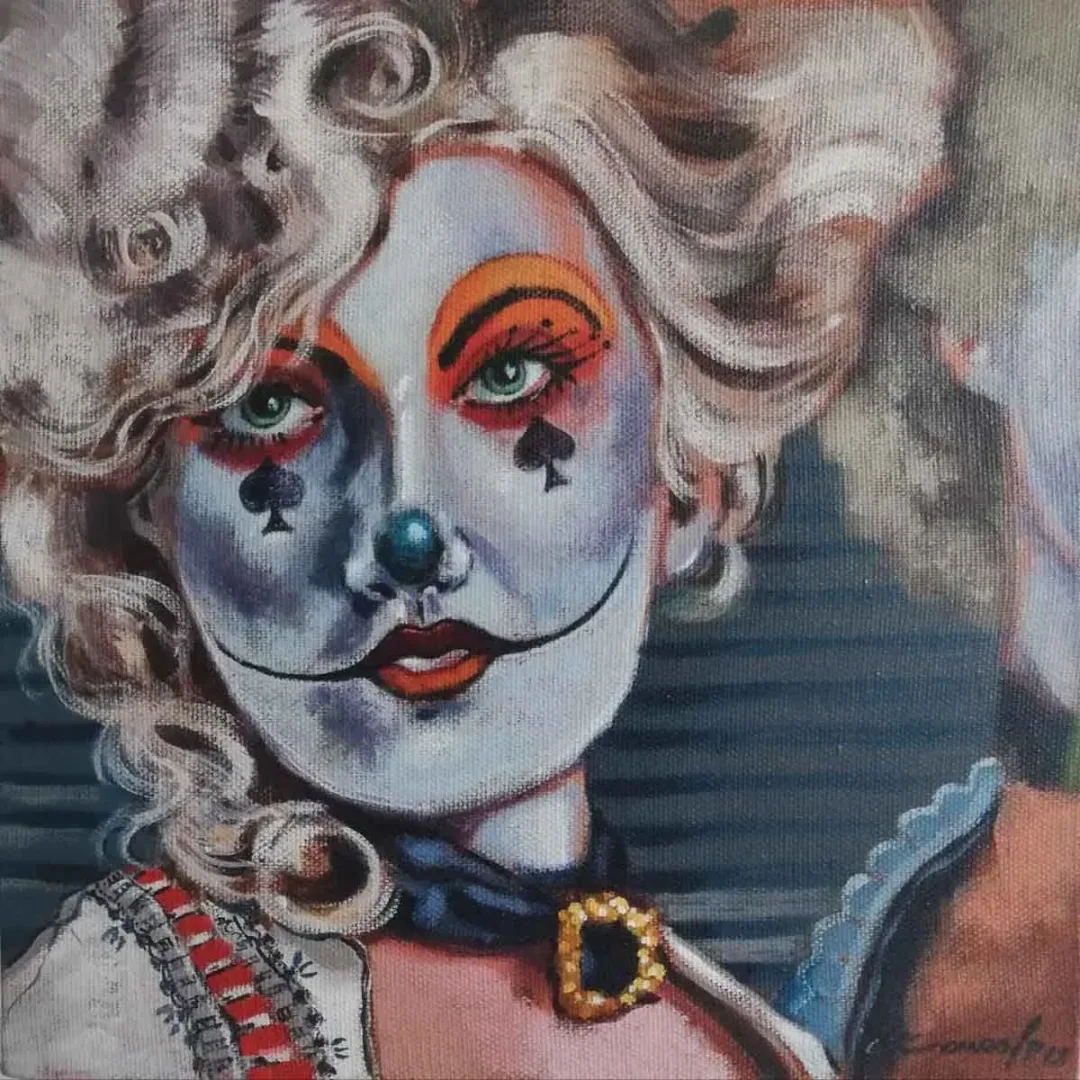 yakınlaştır "Pokerface" eseri CENGİZHAN KONURALP tarafından 2018 yılında 25x25 cm ölçülerinde Tuval üzeri akrilik boya tekniği ile yapılmıştır.