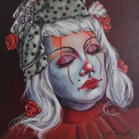 CENGİZHAN KONURALP — “Pokerface”, 2018 "Pokerface" eseri CENGİZHAN KONURALP tarafından 2018 yılında 25x25 cm ölçülerinde Tuval üzeri akrilik boya tekniği ile yapılmıştır.