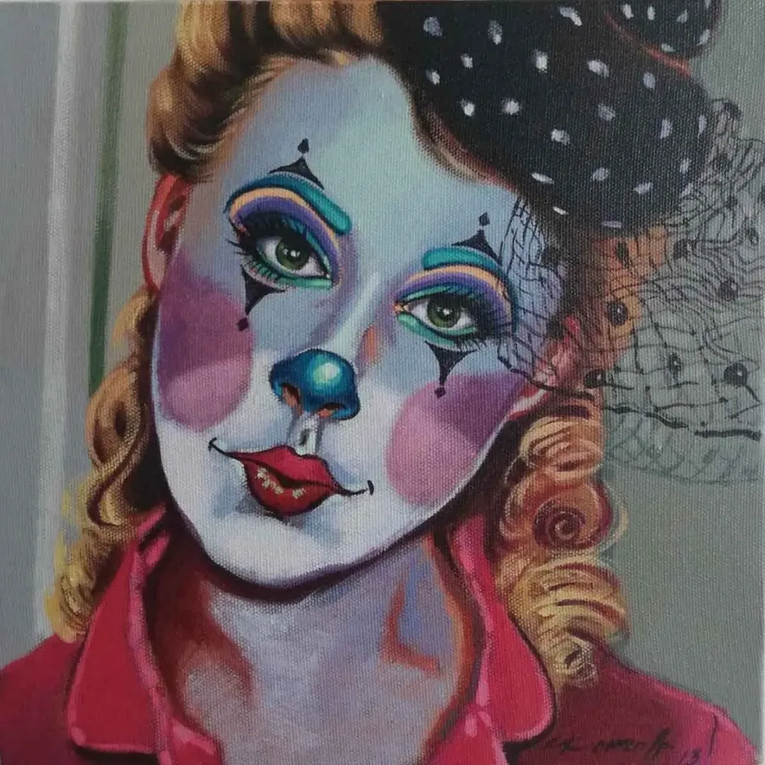 "Pokerface" eseri CENGİZHAN KONURALP tarafından 2018 yılında 25x25 cm ölçülerinde Tuval üzeri akrilik boya tekniği ile yapılmıştır.