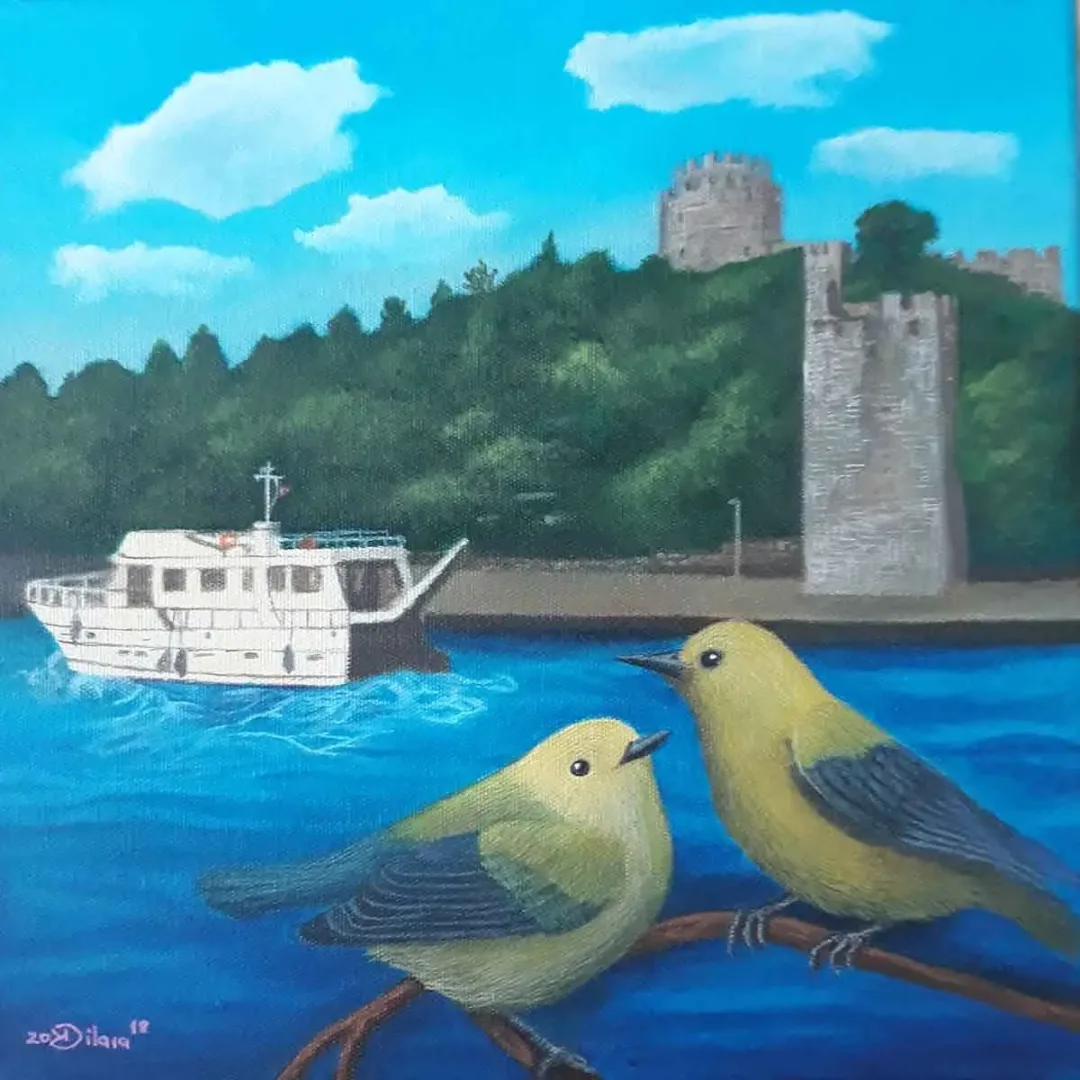yakınlaştır "Hisar" eseri DİLARA KOZ tarafından 2019 yılında 25x25 cm ölçülerinde Tuval üzeri akrilik boya tekniği ile yapılmıştır.
