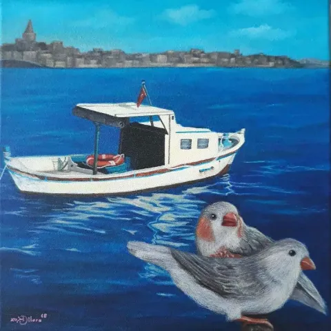 DİLARA KOZ — “Galata”, 2020 "Galata" eseri DİLARA KOZ tarafından 2020 yılında 25x25 cm ölçülerinde Tuval üzeri akrilik boya tekniği ile yapılmıştır.