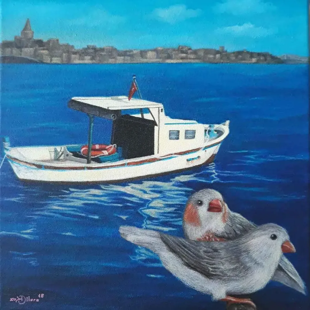 "Galata" eseri DİLARA KOZ tarafından 2020 yılında 25x25 cm ölçülerinde Tuval üzeri akrilik boya tekniği ile yapılmıştır.
