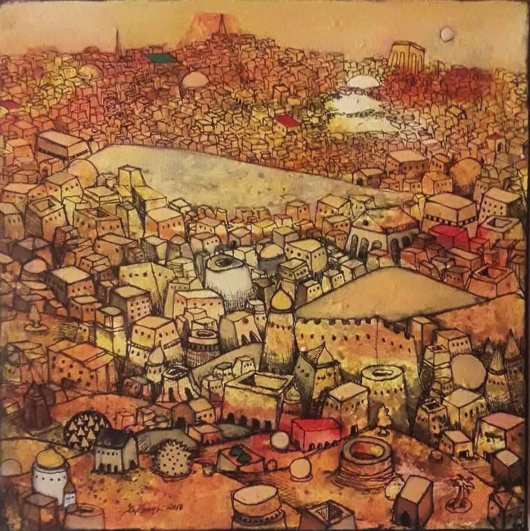 yakınlaştır "Hüzünlü Tarih" eseri EFE KASAPLAR tarafından 2018 yılında 25x25 cm ölçülerinde Tuval üzeri akrilik boya tekniği ile yapılmıştır.