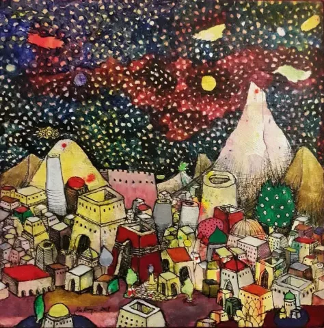 EFE KASAPLAR — “Ritmik”, 2018 "Ritmik" eseri EFE KASAPLAR tarafından 2018 yılında 25x25 cm ölçülerinde Tuval üzeri akrilik boya tekniği ile yapılmıştır.