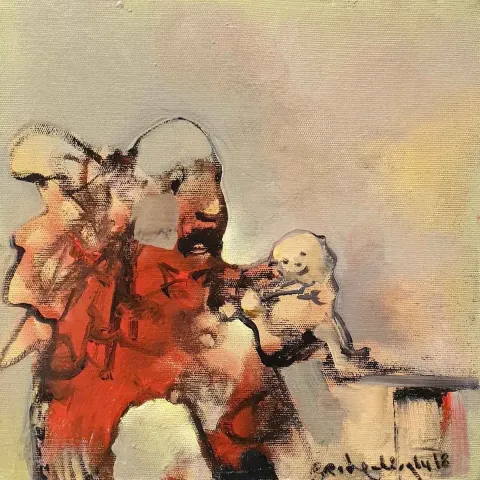 Bu eser EROL PELİOĞLU tarafından 2018 yılında 25x25 cm ölçülerinde Tuval üzeri yağlı boya tekniği ile yapılmıştır.