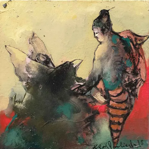 Bu eser EROL PELİOĞLU tarafından 2018 yılında 25x25 cm ölçülerinde Tuval üzeri yağlı boya tekniği ile yapılmıştır.