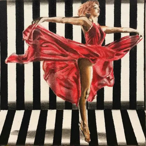 "Ritim" eseri ESRA MERAL DEMİRCAN tarafından 2018 yılında 25x25 cm ölçülerinde Tuval üzeri akrilik boya tekniği ile yapılmıştır.