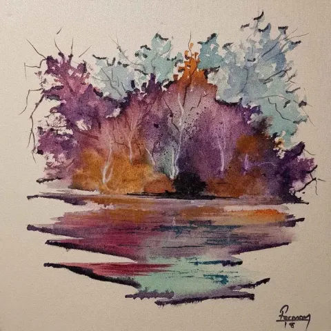 FERMAN AYDIN — 2018 Bu eser FERMAN AYDIN tarafından 2018 yılında 25x25 cm ölçülerinde Tuval üzeri sulu boya tekniği ile yapılmıştır.