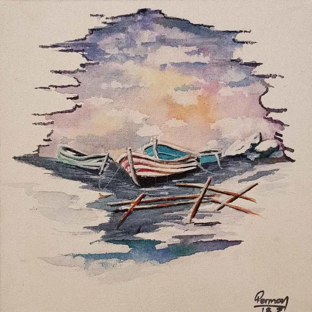 "İsimsiz" eseri FERMAN AYDIN tarafından 2019 yılında 25x25 cm ölçülerinde Tuval üzeri sulu boya tekniği ile yapılmıştır.