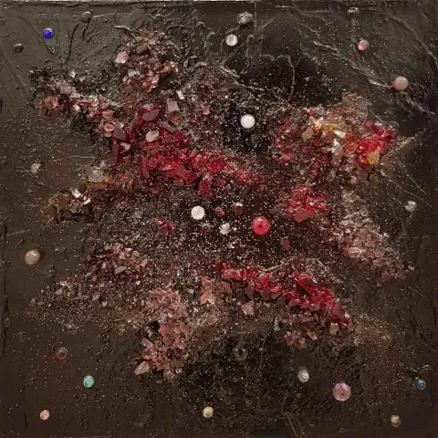 FİLİZ UZUNER — “Cosmos”, 2018 "Cosmos" eseri FİLİZ UZUNER tarafından 2018 yılında 25x25 cm ölçülerinde Tuval üzeri karışık teknik tekniği ile yapılmıştır.