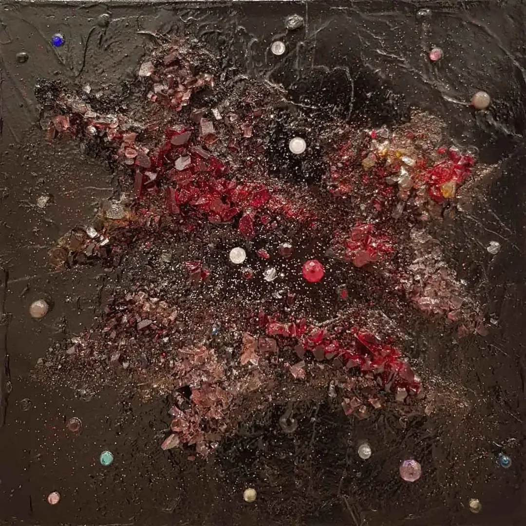 yakınlaştır "Cosmos" eseri FİLİZ UZUNER tarafından 2018 yılında 25x25 cm ölçülerinde Tuval üzeri karışık teknik tekniği ile yapılmıştır.