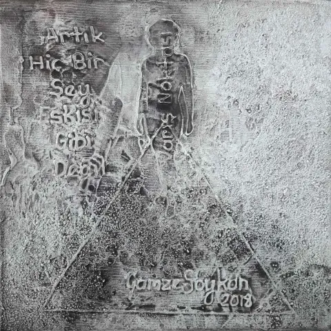 GAMZE SOYKAN — “Varış Noktası”, 2018 "Varış Noktası" eseri GAMZE SOYKAN tarafından 2018 yılında 25x25 cm ölçülerinde Tuval üzeri karışık teknik tekniği ile yapılmıştır.