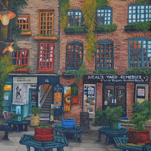 "amsterdam - londra" eseri GÜLŞAH ÇALHAN tarafından 2018 yılında 25x25 cm ölçülerinde Tuval üzeri yağlı boya tekniği ile yapılmıştır.