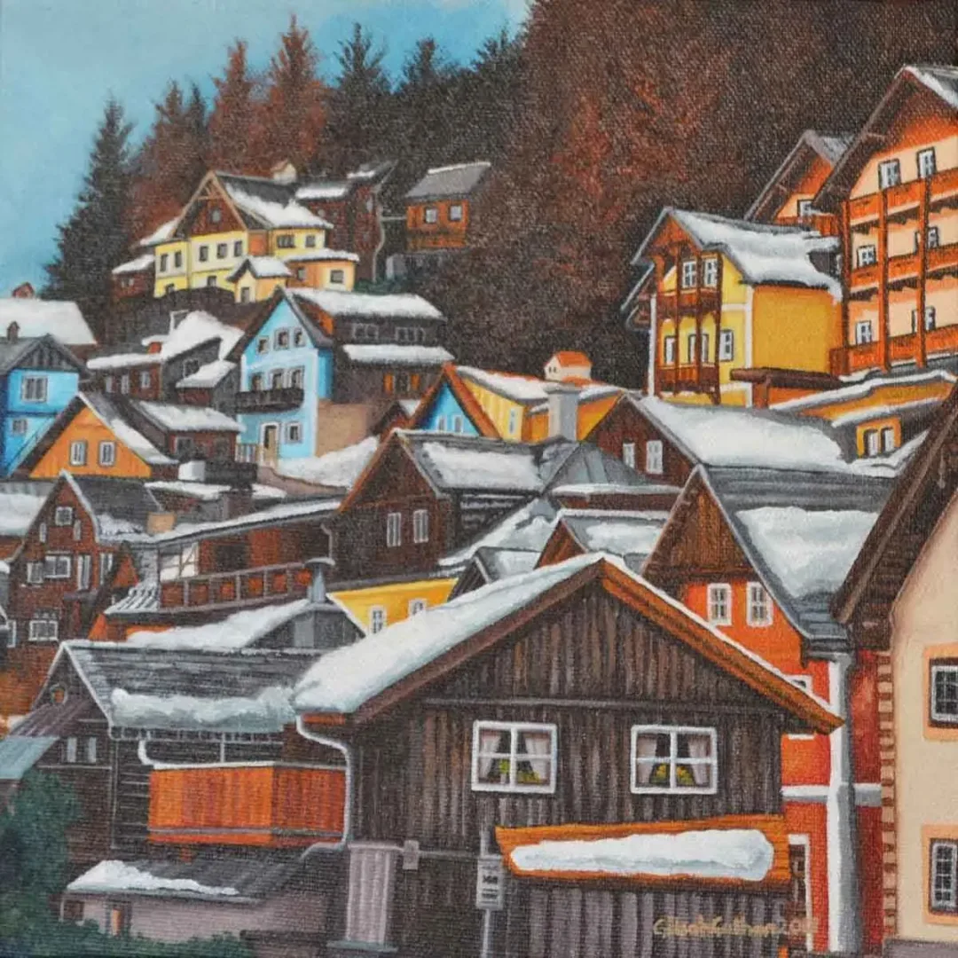 yakınlaştır "hallstatt" eseri GÜLŞAH ÇALHAN tarafından 2018 yılında 25x25 cm ölçülerinde Tuval üzeri yağlı boya tekniği ile yapılmıştır.