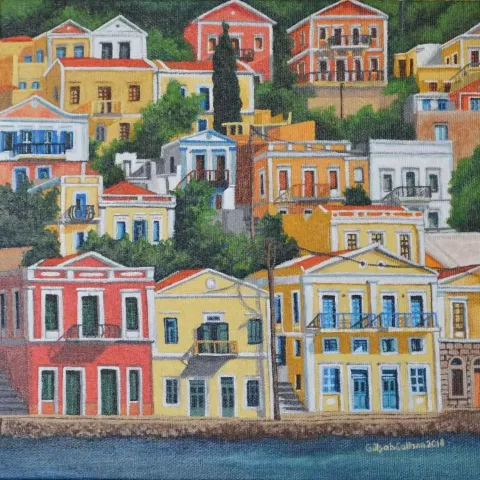 GÜLŞAH ÇALHAN — “symi”, 2018 "symi" eseri GÜLŞAH ÇALHAN tarafından 2018 yılında 25x25 cm ölçülerinde Tuval üzeri yağlı boya tekniği ile yapılmıştır.