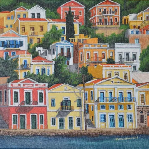GÜLŞAH ÇALHAN — “symi”, 2018 "symi" eseri GÜLŞAH ÇALHAN tarafından 2018 yılında 25x25 cm ölçülerinde Tuval üzeri yağlı boya tekniği ile yapılmıştır.