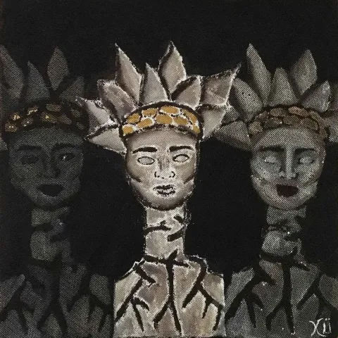 Bu eser KADER ÜNLÜ tarafından 2018 yılında 25x25 cm ölçülerinde Kağıt üzeri karışık teknik tekniği ile yapılmıştır.